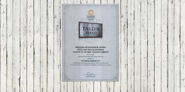 İstanbul Ticaret Odası 2013 Yılı Gümüş Madalya Ödülü